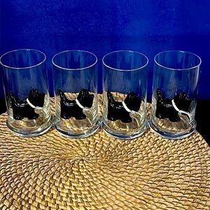 Set of Four 3D Black Scottish Terrier Scottie Dogs Drinking Cocktail Glasses